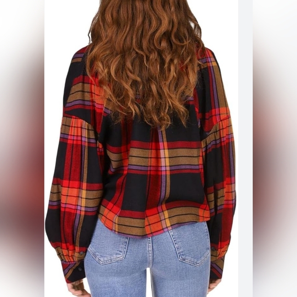 Sanctuary Women's Multicolor Plaid Collared The Cabin Button Up Shirt Size M - Picture 2 of 15